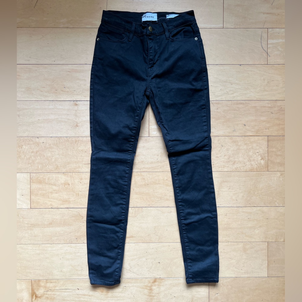 FRAME Black Le High Skinny Jeans, Size 24, classic,‎ denim, dress pants, office